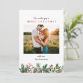 Pin floral Deux photos Carte de Noël (Debout devant)