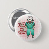 Pin-knop voor Sock Monkey Nurse Ronde Button 5,7 Cm (Voorkant /achterkant)