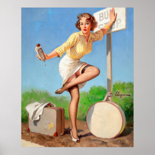 Pin omhoog bij bushalte poster