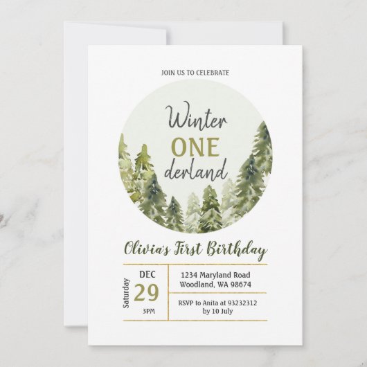 Pin rustique ONE derland Invitation d'anniversaire (Devant)