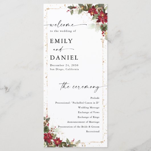 Pin Rustique Poinsettia Programme de mariage flora (Devant)