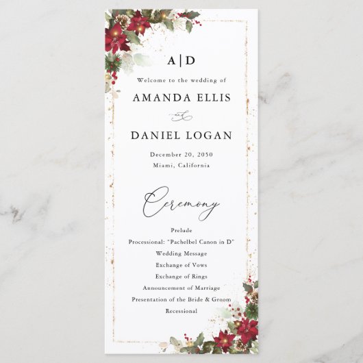 Pin Rustique Poinsettia Programme de mariage flora (Devant)