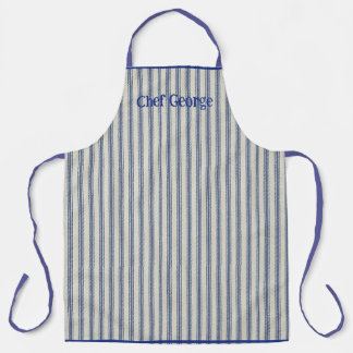 Pin Stripe Apron Name French Style Schort