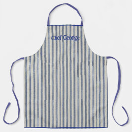 Pin Stripe Apron Name French Style Schort