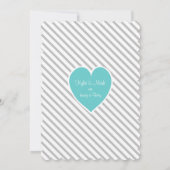Pin Stripes en Heart Grey en Aqua Kaart (Achterkant)