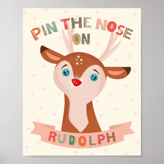 Pin the Nose on Rudolph Party Game Poster (Voorkant)