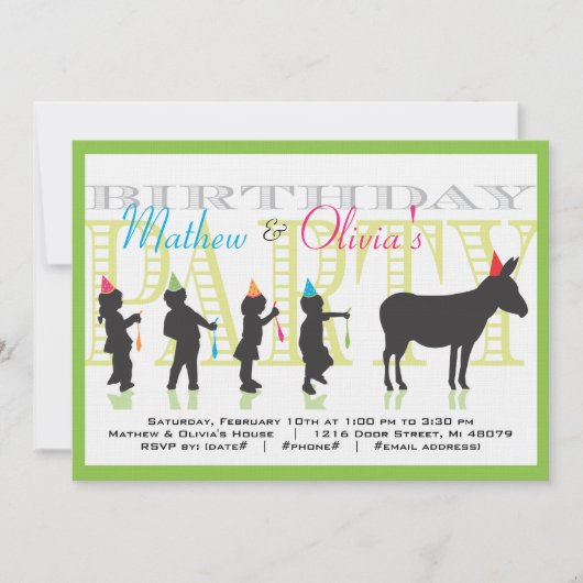 Pin the Tail on the Donkey Birthday Invitation (Devant)