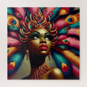 Pin-Up African Woman Bold Feathers jaren 1960 Legpuzzel