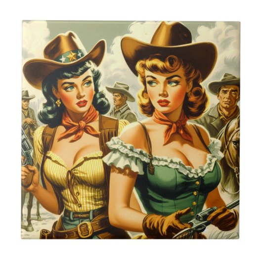Pin-up Cowgirls Tegeltje (Voorkant)