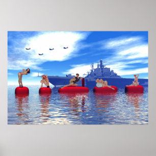 Pin-up en Glamor Girls met de marine Poster