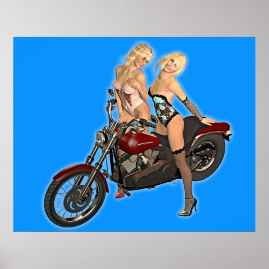 Pin-up fietsmeisjes poster (Voorkant)