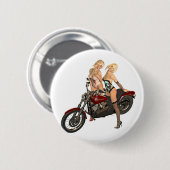 Pin-up fietsmeisjes ronde button 5,7 cm (Voorkant /achterkant)