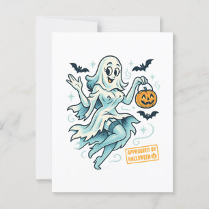 Pin-Up Ghost Girl - Spookachtig Schattige Hallowee Briefkaart