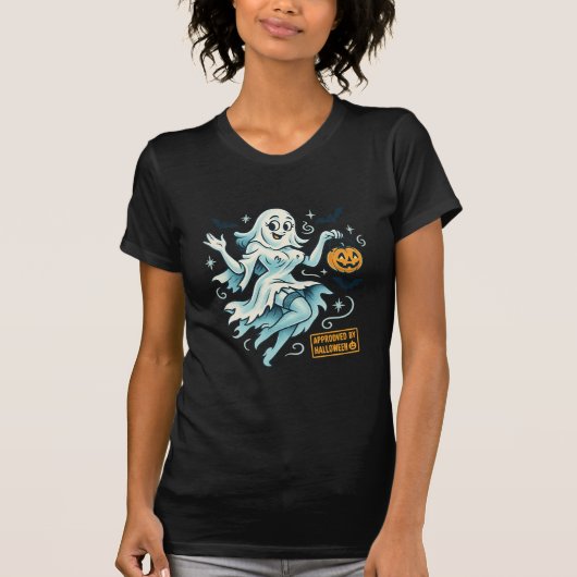 Pin-Up Ghost Girl - Spookachtig Schattige Hallowee T-shirt (Voorkant)