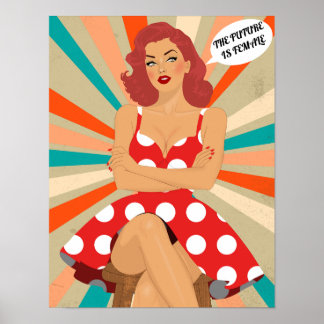  Pin Up Girl - De toekomst is Vrouw Quote Poster