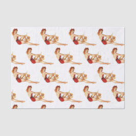 Pin Up Girl met Santa Mask Tissuepapier