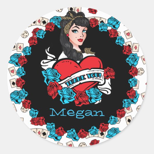 Pin-up Girl, Rock-a-Billy, Stickers Merci (Devant)