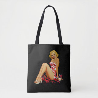 'Pin Up Girl' schattige, sexy, zwarte Canvas tas