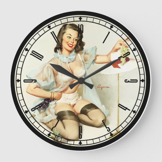 Pin-Up Girl Wall Clock Grote Klok (Voorkant)