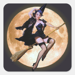 pin-up heks vierkante sticker