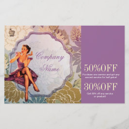 Pin-up meisje cosmetoloog visagist kapper flyer