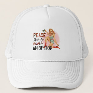 pin-up meisje met bijl trucker pet