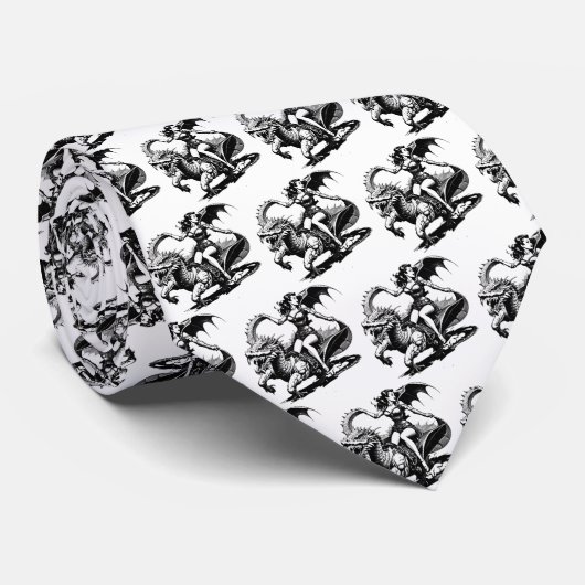  Pin-Up Meisje Riding Dragon Stropdas (Opgerold)