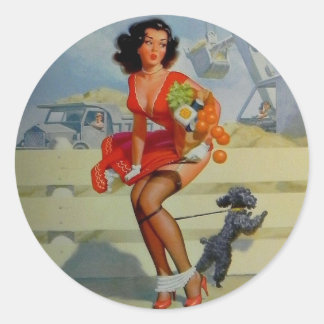 PIN-UP MEISJE RONDE STICKER