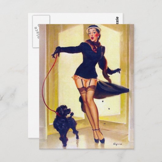 Pin-up met porselein briefkaart (Voorkant / Achterkant)