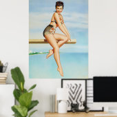 Pin-up op duikplank poster (Thuiskantoor)