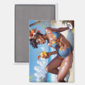 Pin-up op het strand magneet (Voorkant / Achterkant)