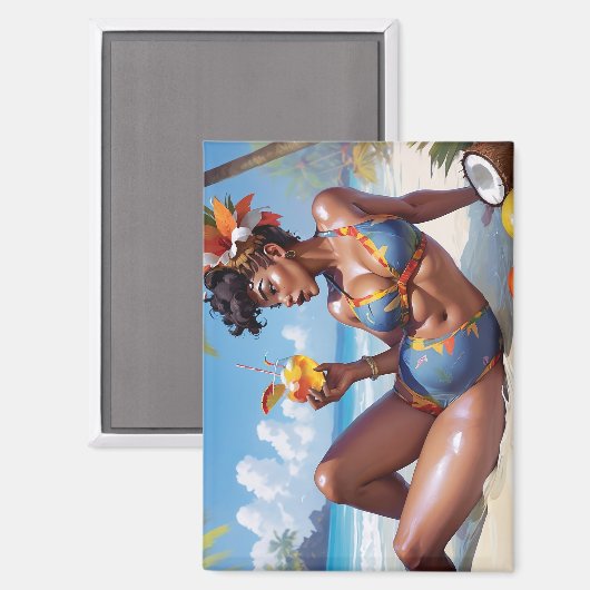 Pin-up op het strand magneet (Voorkant / Achterkant)