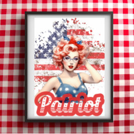 Pin Up  Retro Amerikaanse Patriot  Meisje Poster