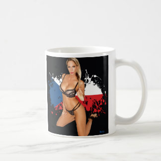 Pin-up sexy lingerie girl mok koffie
