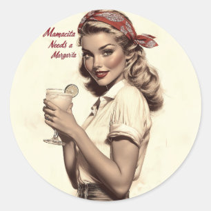  pin-up stijl: Mamacita heeft een Margarita nodig Ronde Sticker