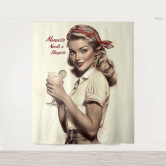 pin-up stijl: Mamacita heeft een Margarita nodig Wandkleed