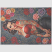 Pin-up Tattoo schoonheid decoupage papier (Voorkant)