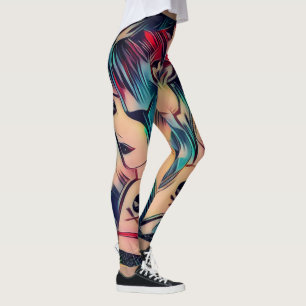 Pin-up tattooed gothic Girls met Blue Hair Leggings