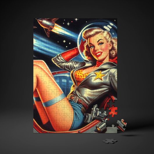 Pin-up voor astronaut legpuzzel