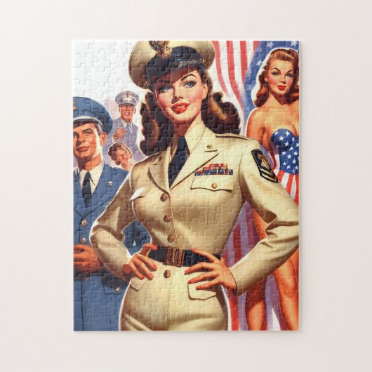 Pin-up voor militaire retromodus legpuzzel (Verticaal)