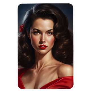 Pin-up vrouw in Red Dress. Magneet