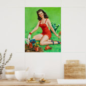 Pin-Up Vrouwen in de Tuin Poster (Keuken)