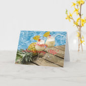 piña colada anananas - verjaardag kaart (Gele Bloem)