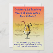 Pina Colada Anniversaire Fête Invitation (Devant)