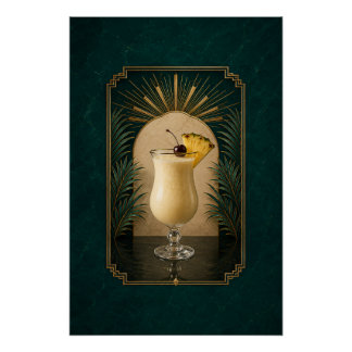 Piña Colada Art Deco Poster | Bar Kunst Perfect Poster