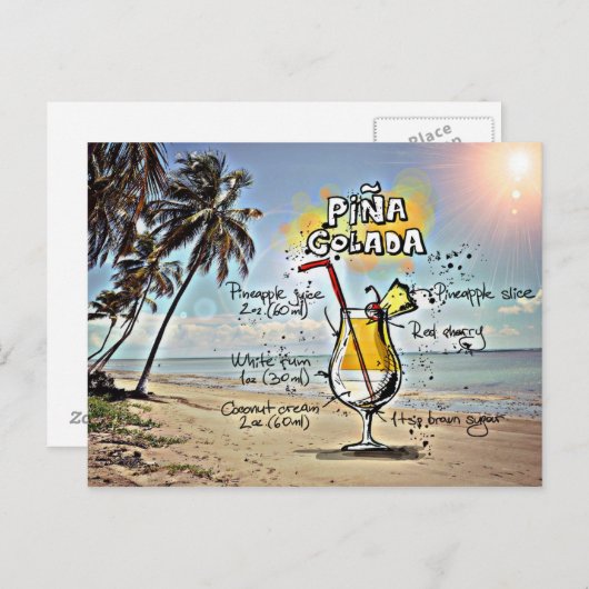 Pina Colada Briefkaart (Voorkant / Achterkant)