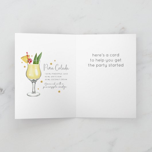 Pina Colada Cocktail 21e Bonne Carte Anniversaire (Intérieur)