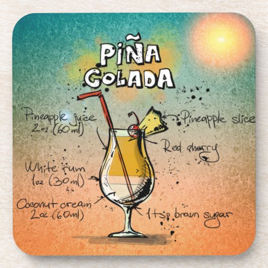 Pina Colada Cocktail Drink Onderzetter (Voorkant)