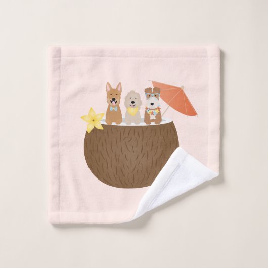Pina Colada Pineapple Coconut Dogs Pattern Bad Handdoek (Wasdoekje)