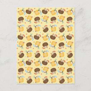 Pina Colada Pineapple Coconut Dogs Pattern Briefkaart